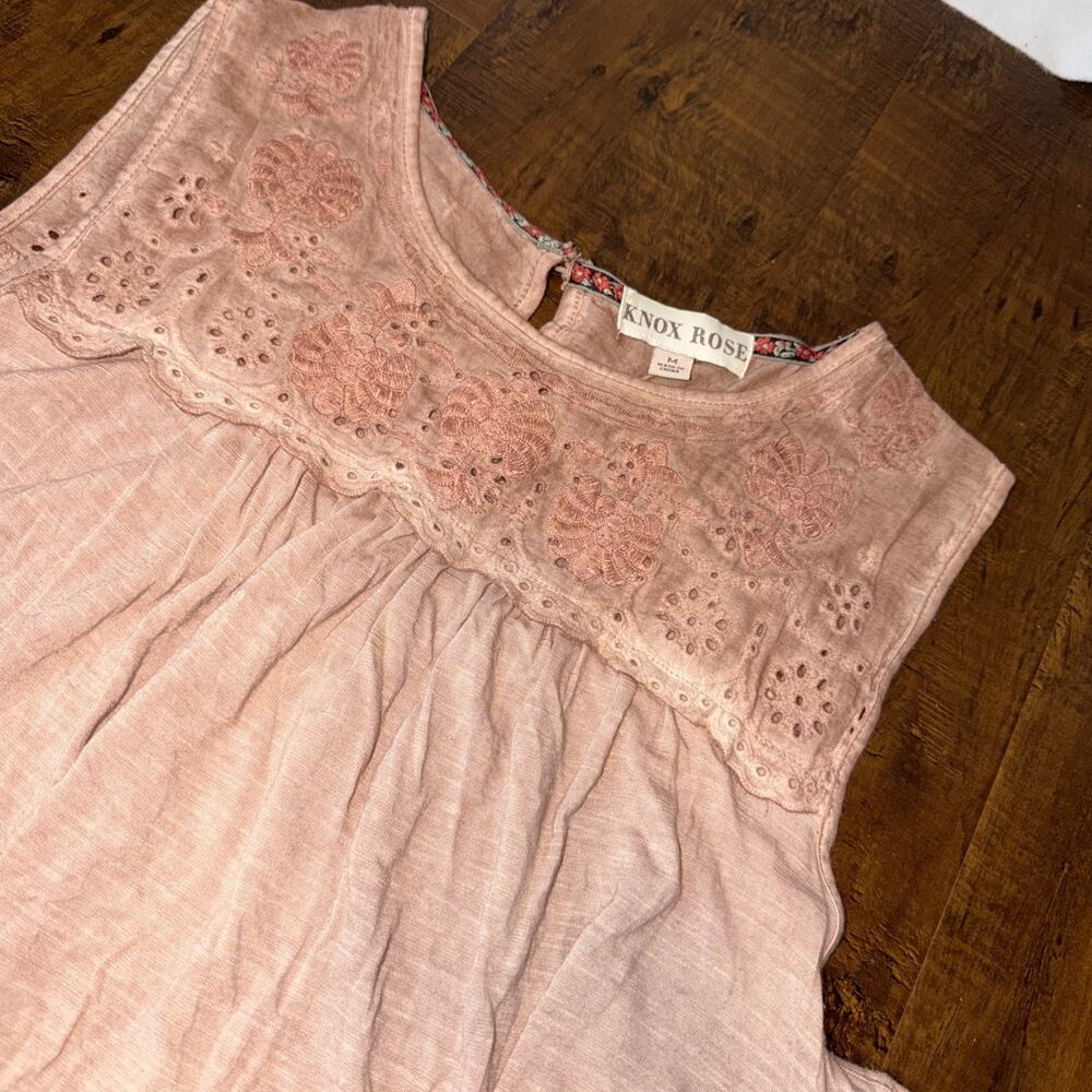 Knox Rose Tank Top Womens Size M Pink Embroidered (blush Pink Color) - Picture 2 of 4